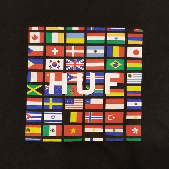 HUF Tops - HUF Flag Box logo shirt